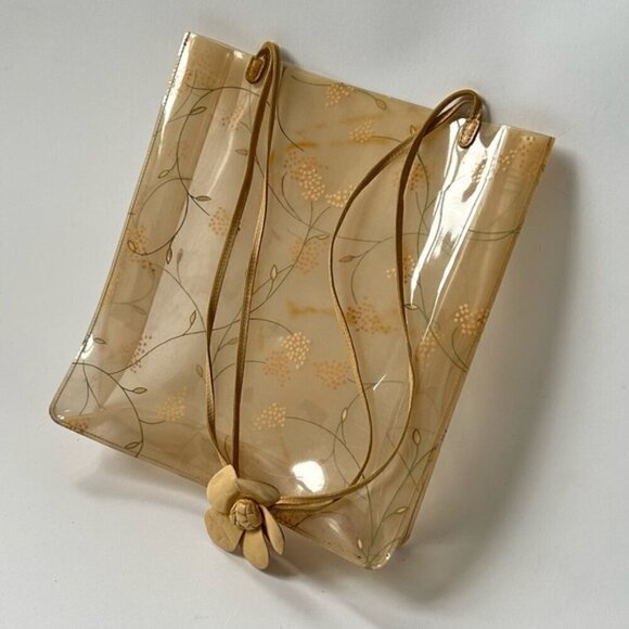 CHANEL VINTAGE CLEAR PVC FLORAL TOTE BAG - Picture 6 of 15